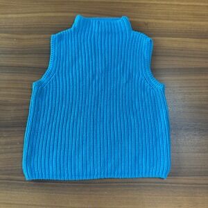 Vintage Chunky Knit Sleeveless Sweater Medium Chelsea Studio 100% Cotton Blue